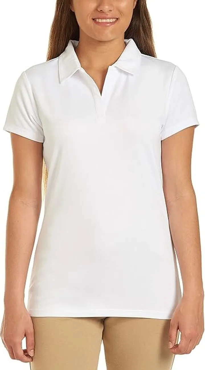 Nautica Junior's Uniform Short Sleeve Performance Polo (White) Women's Clothing