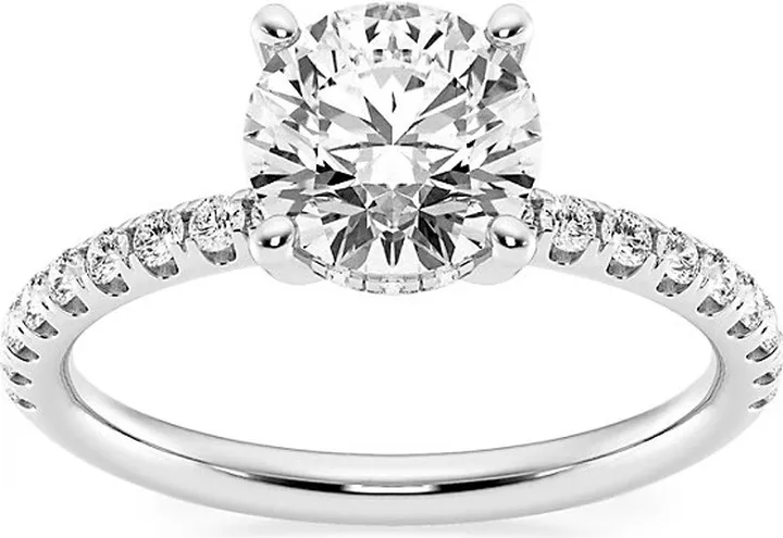 Build Your Own Collection 14K White Gold & Lab Grown Round Diamond Hidden Halo Engagement Ring