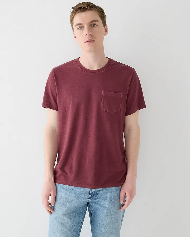 Hemp-organic cotton-blend pocket T-shirt