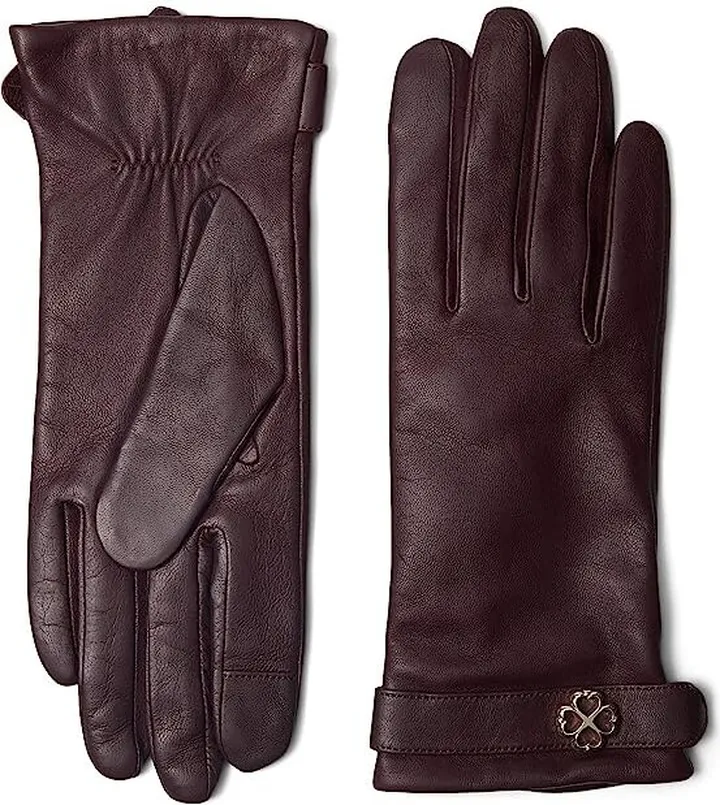 Kate Spade New York Spade Flower Buckle Gloves (Dark Merlot) Extreme Cold Weather Gloves