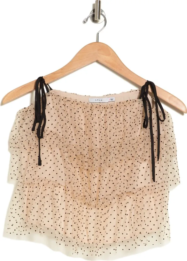 Dotted Tie Strap Tiered Camisole