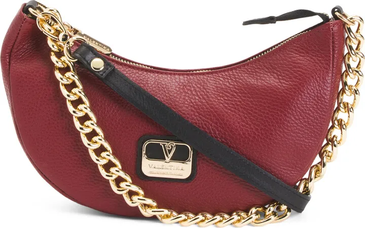 Made In Italy Leather Moon Shoulder Bag