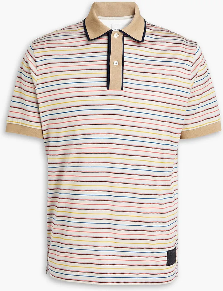 Striped cotton-jersey polo shirt