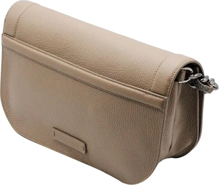 Shoulder Bag And Handbag In Soft Textured Leather With Magnetic Closure With Handle Detail With Shiny Chain