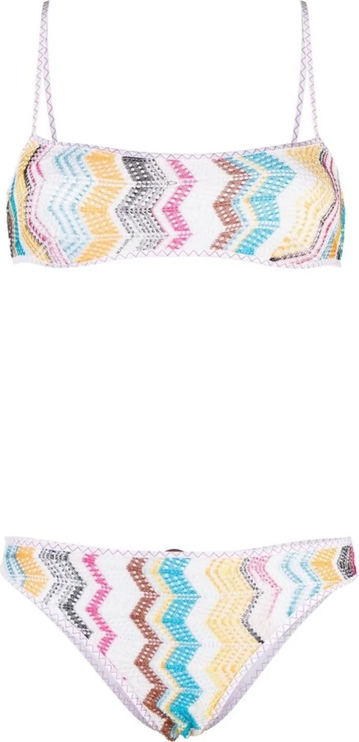 White Zig-Zag Knitted Bikini