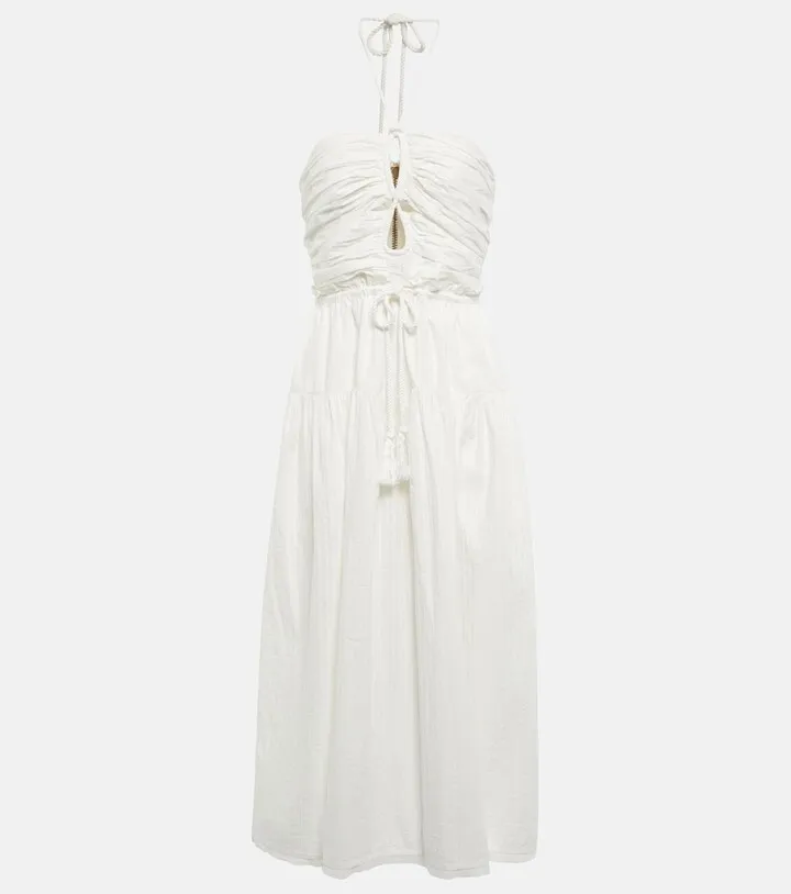 Emmaline halterneck cotton poplin midi dress