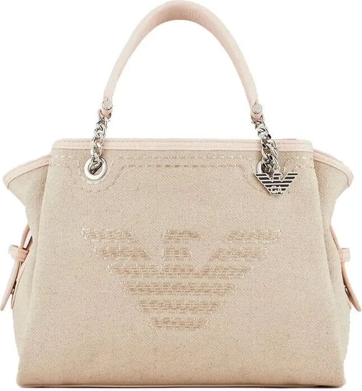 Emporio Armani Charm Nude Pink Canvas Handbag