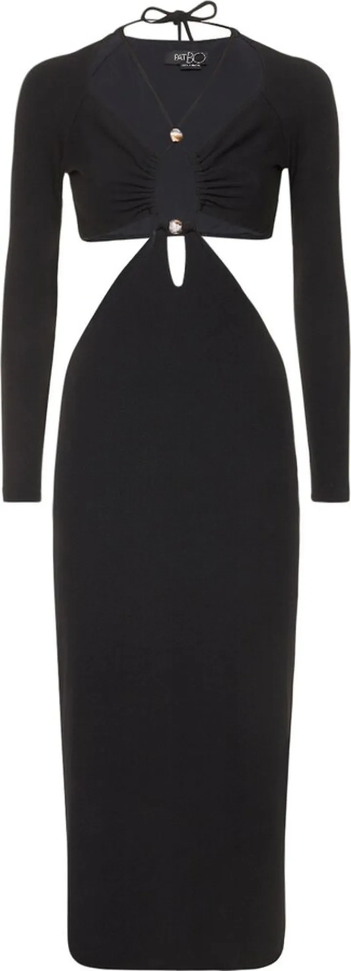 Long sleeve cutout knit midi dress
