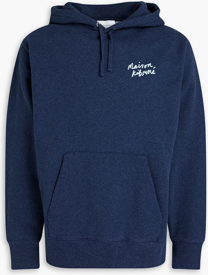 Mélange printed cotton-blend fleece sweatshirt
