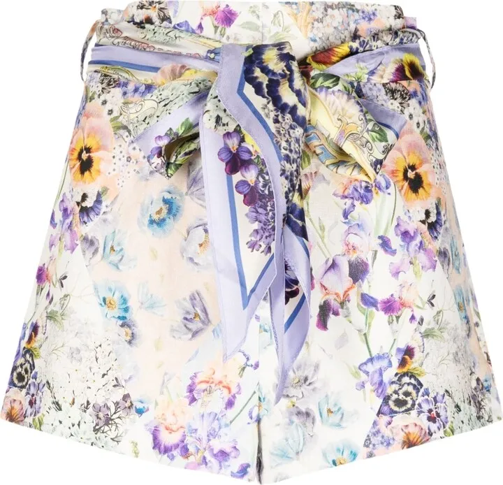 ZIMMERMANN- Floral Print Linen Shorts