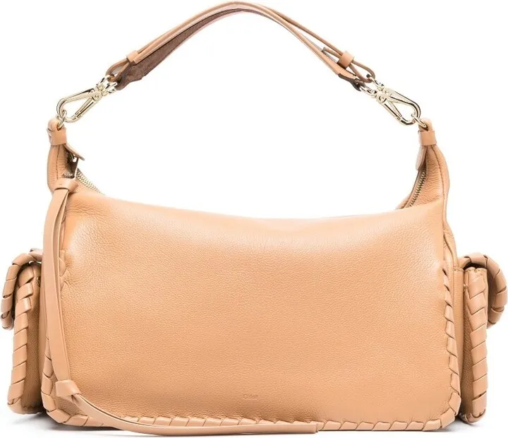 Neutral Nahir Whipstitch Leather Shoulder Bag