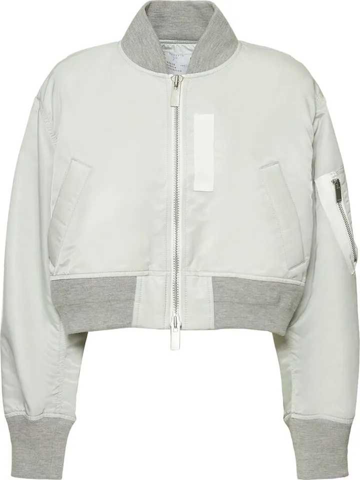 Nylon zip up crop bomber jacket