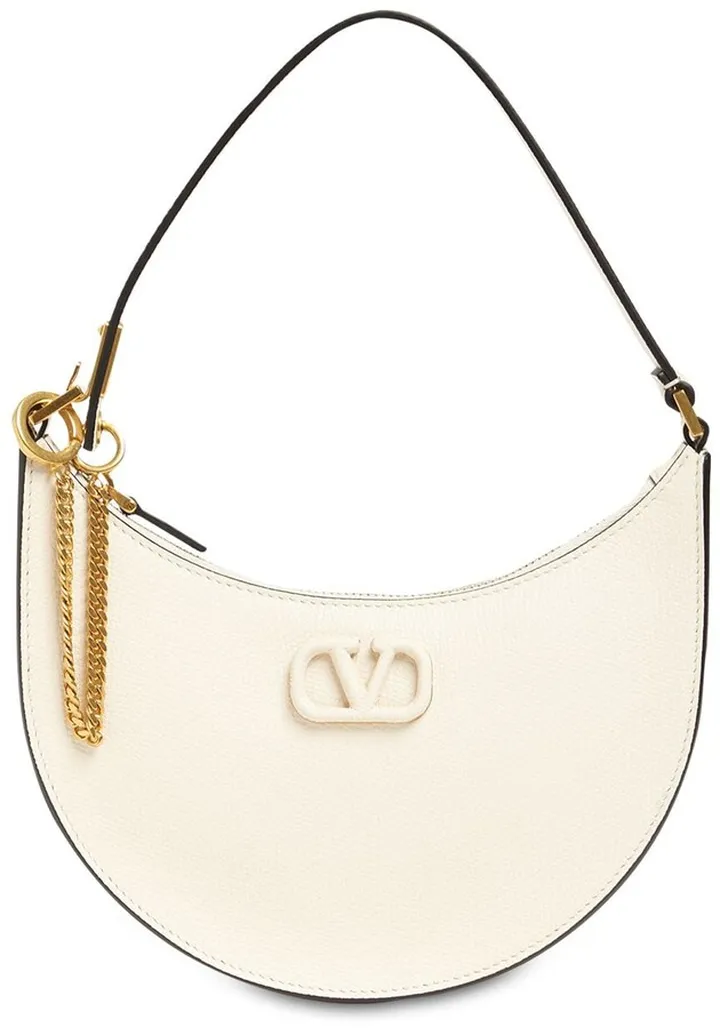Mini V logo signature leather hobo bag