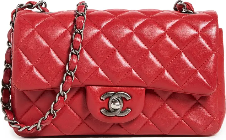 What Goes Around Comes Around Chanel Red Lambskin Rectangular Flap Mini Bag