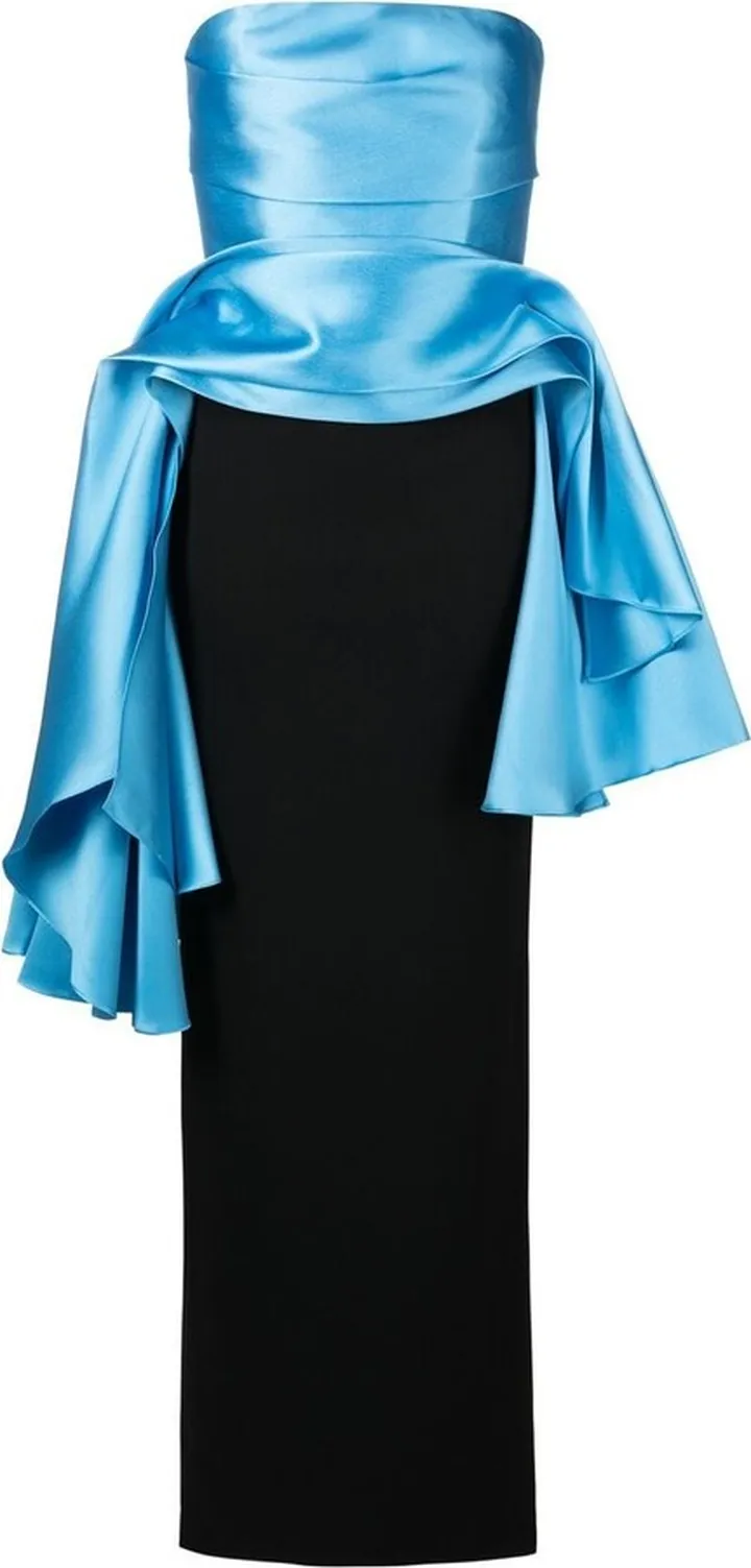 The Darra strapless draped gown