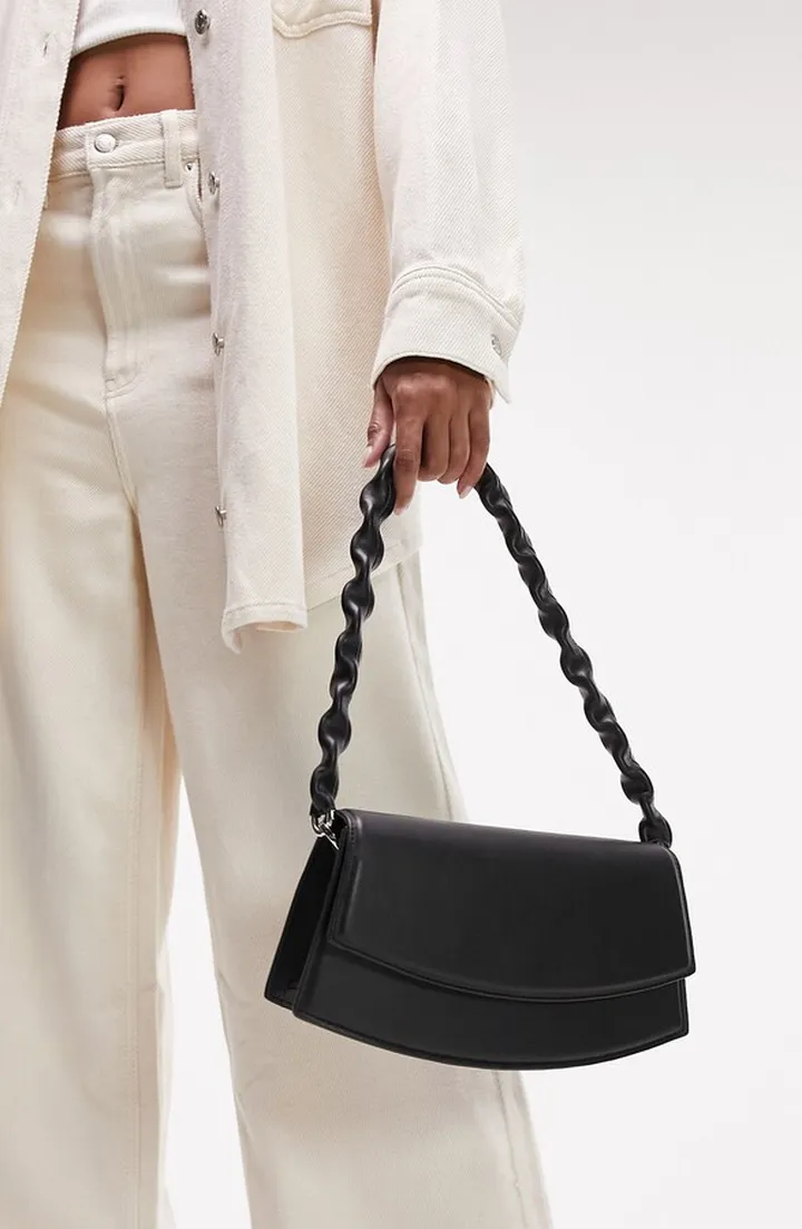 Twisted Faux Leather Shoulder Bag