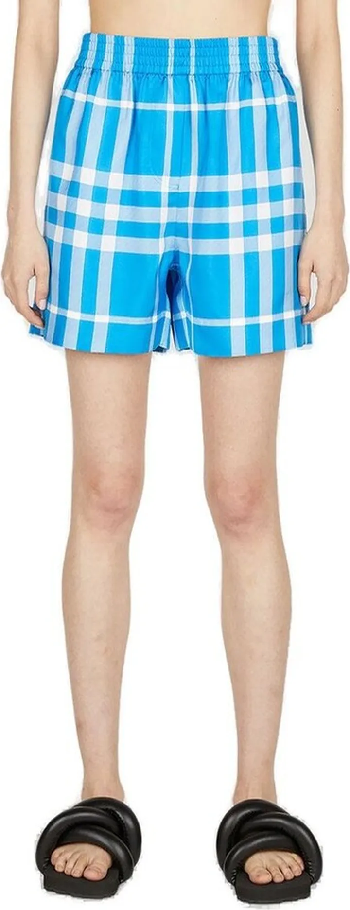 Burberry Plaid-Check Printed Elasticated Waistband Shorts