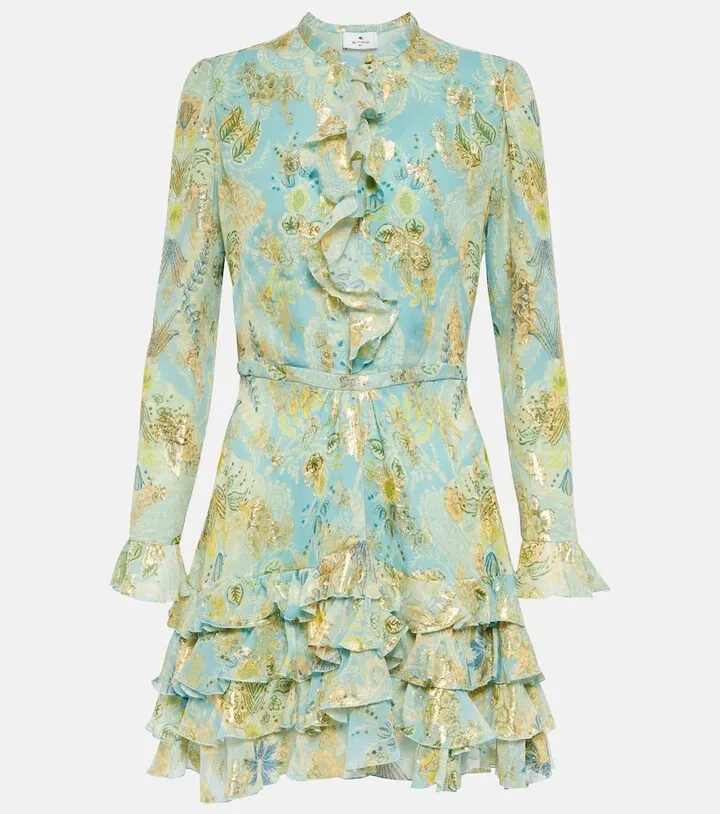 Ruffle-trimmed silk georgette minidress