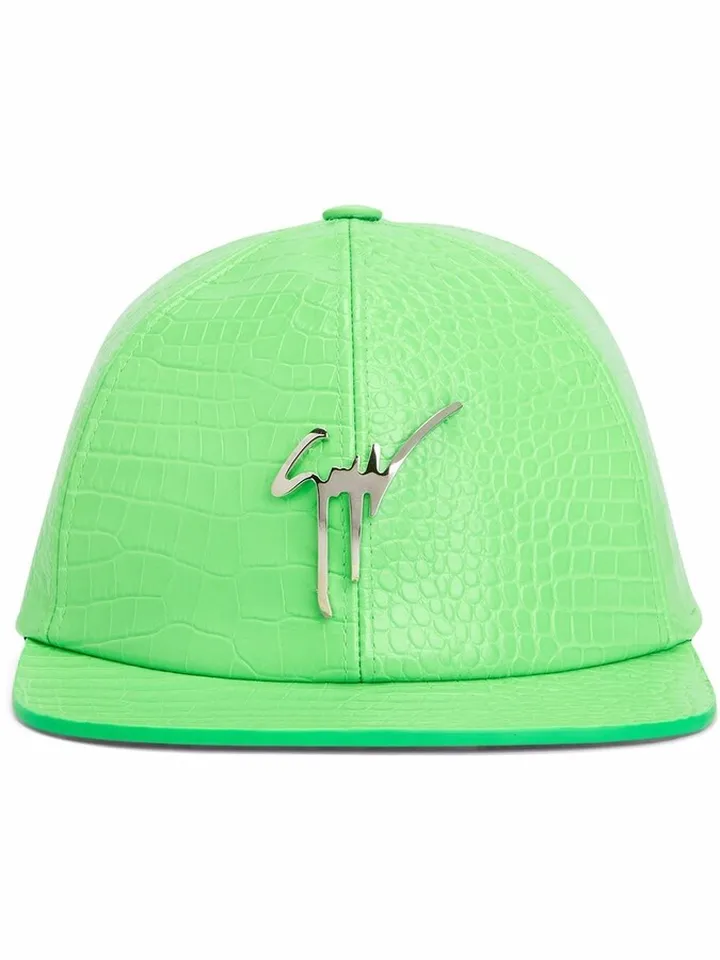 Cohen snakeskin-effect leather cap