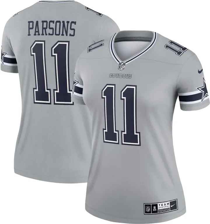 Women's Nike Micah Parsons Silver Dallas Cowboys Inverted Legend Jersey
