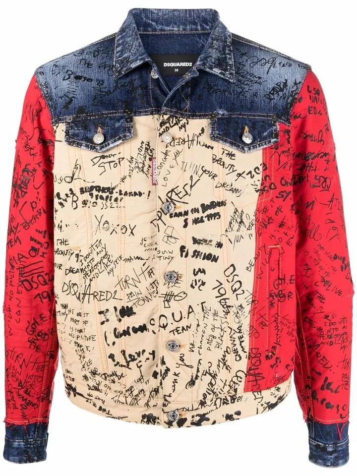 Graffiti-Print Denim Jacket