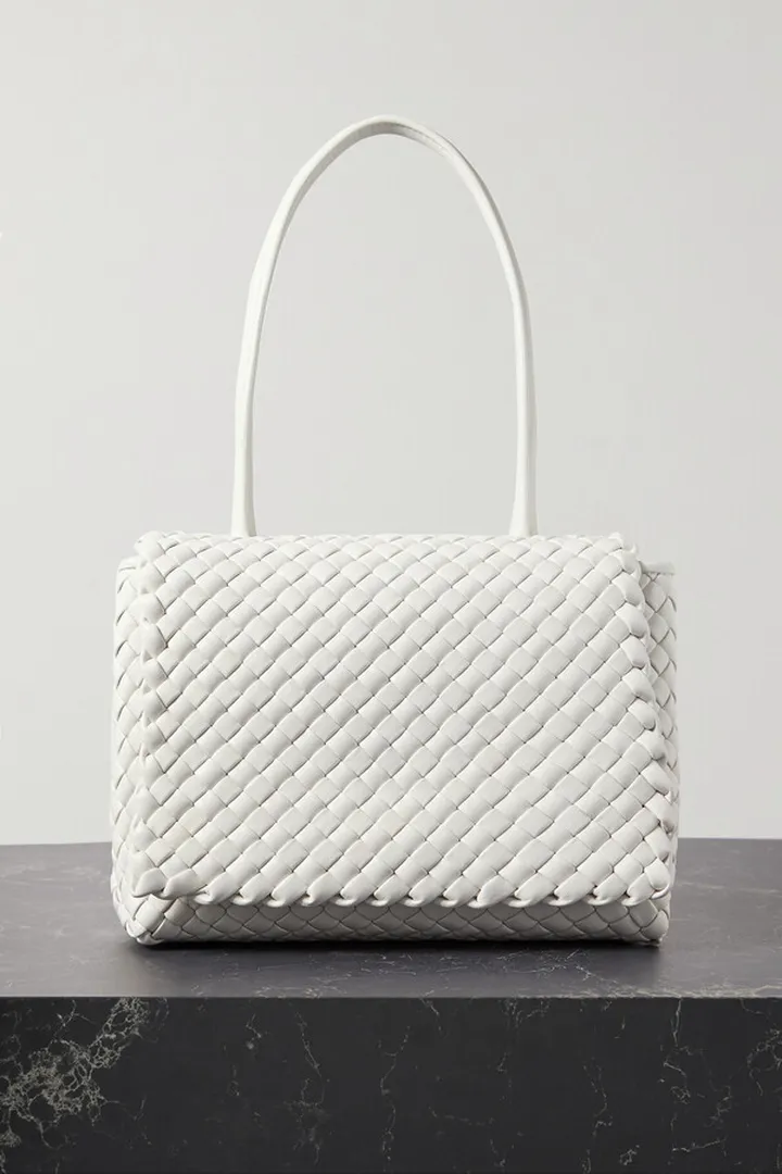 Bottega Veneta - Patti Intrecciato Leather Shoulder Bag - White