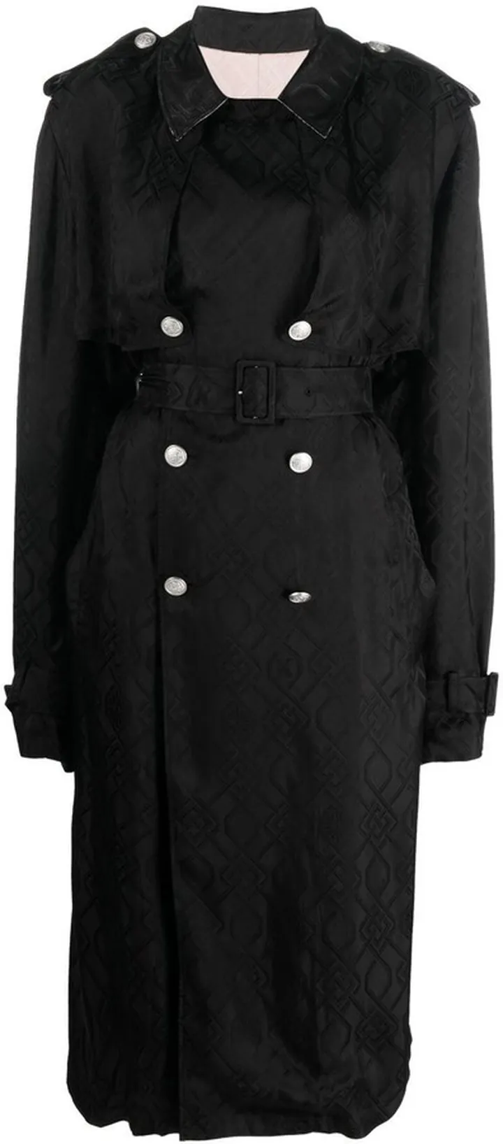 Geometric-Jacquard Trench Coat