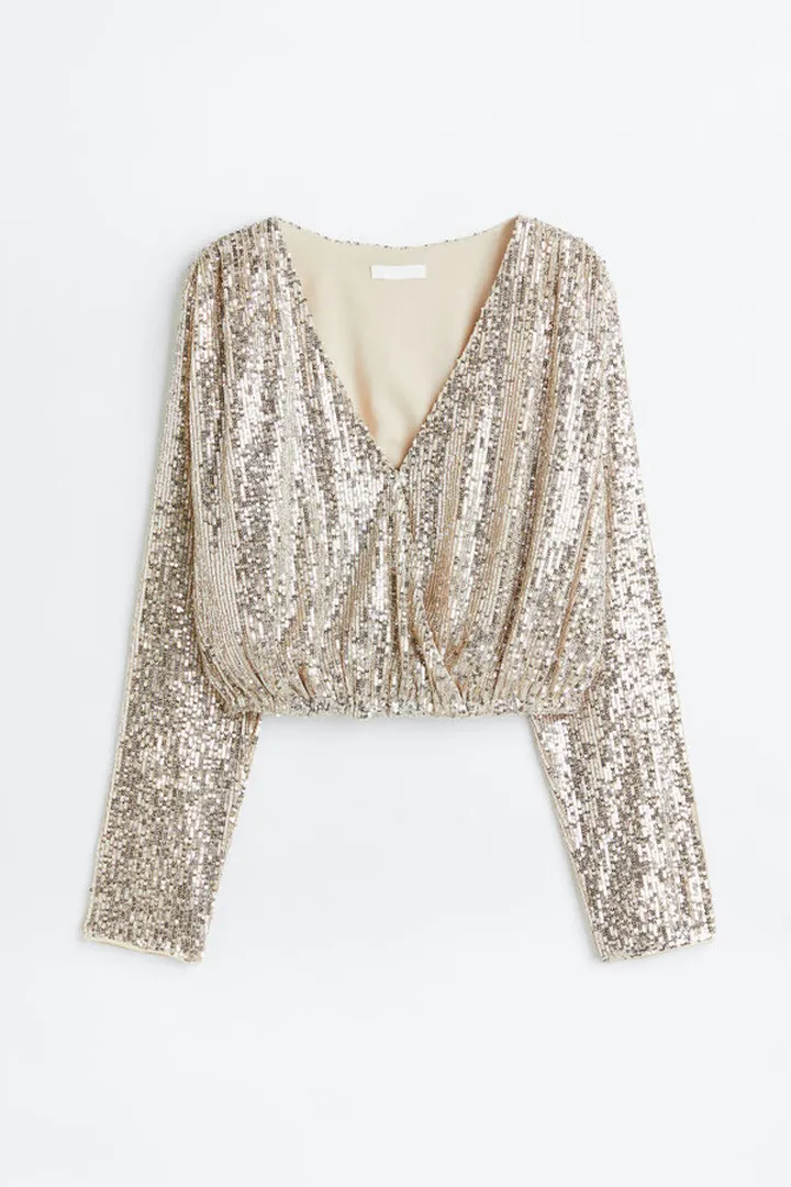 Sequined Wrapover Blouse