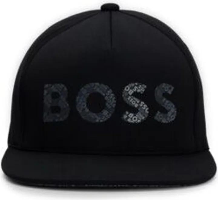 Honeycomb-weave jersey cap with logo-filled branding