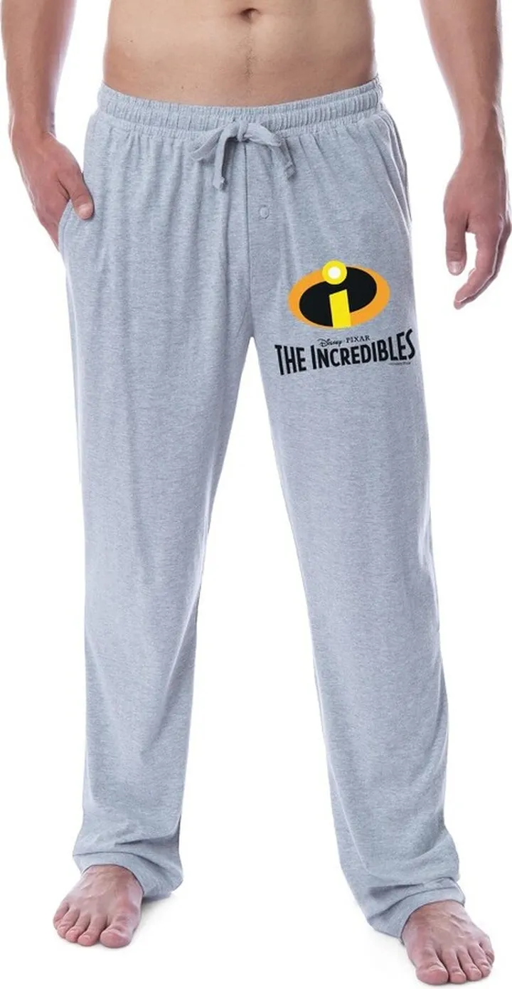 Disney Mens' The Incredibles Movie Film Logo Sleep Pajama Pants (XXX-Large) Grey
