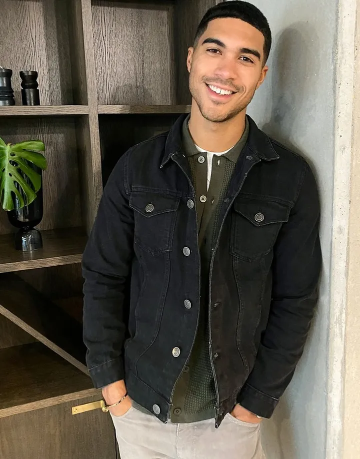 Brave Soul slim fit denim jacket in black