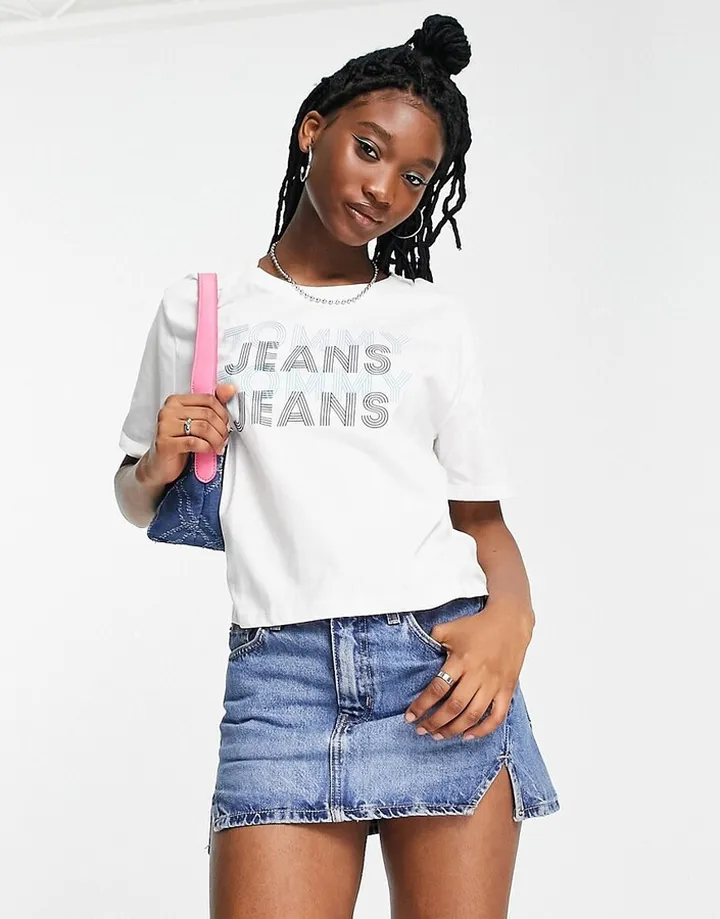 Tommy Jeans overlap logo t-shirt in white