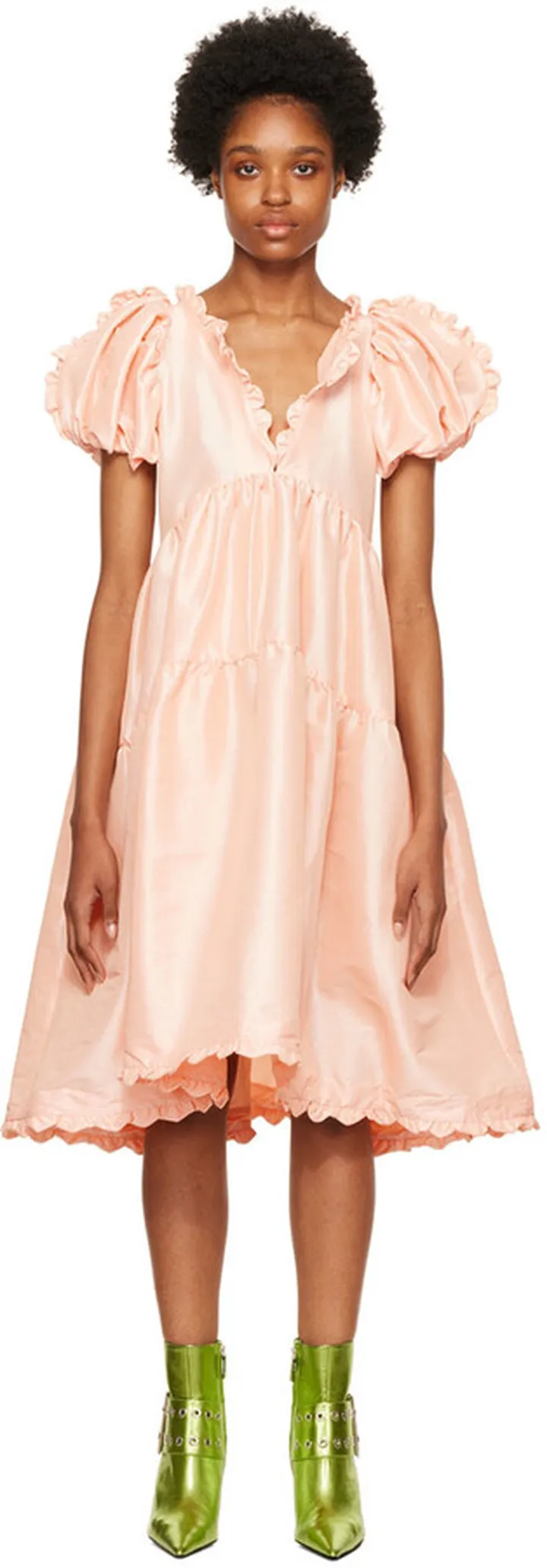 Kika Vargas Pink Leana Midi Dress