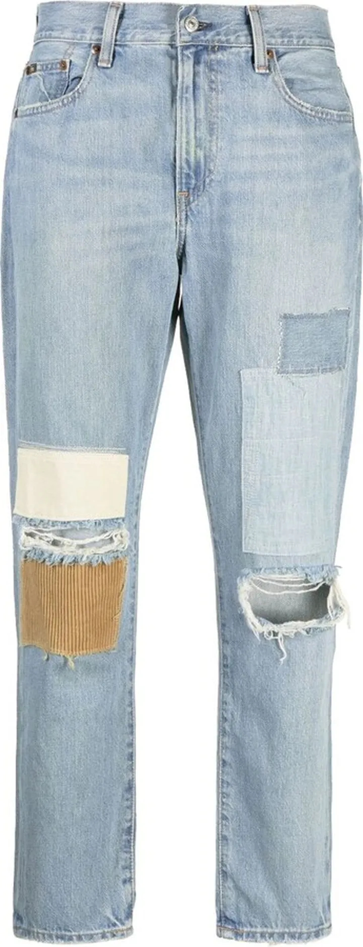 Blue Avery Patchwork Boyfriend Jeans