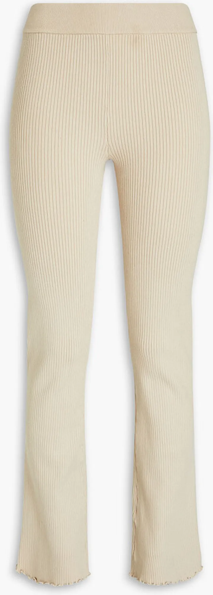 Ribbed cotton-blend flared pants