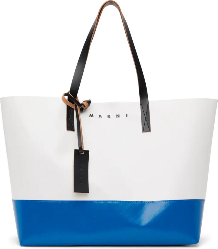 Marni White & Blue Tribeca Tote