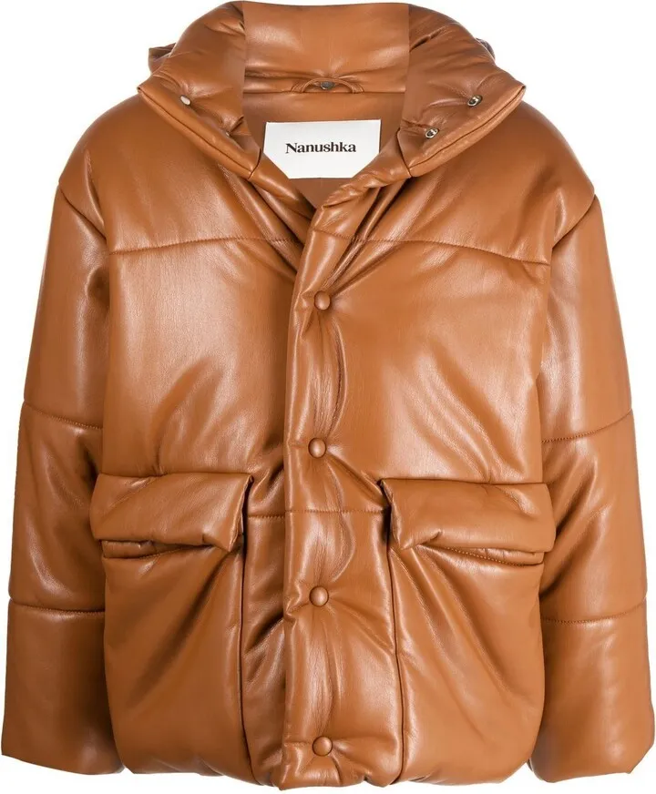 Hide faux-leather hooded jacket