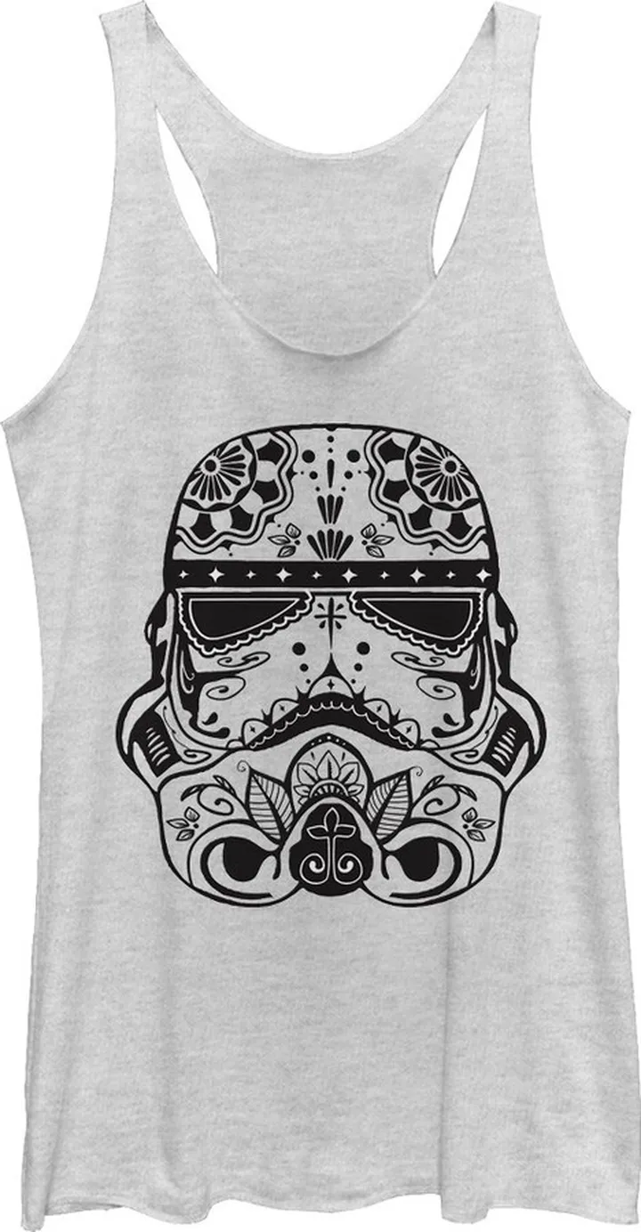 Women's Star Wars Ornate Stormtrooper Racerback Tank Top - White Heather - Small