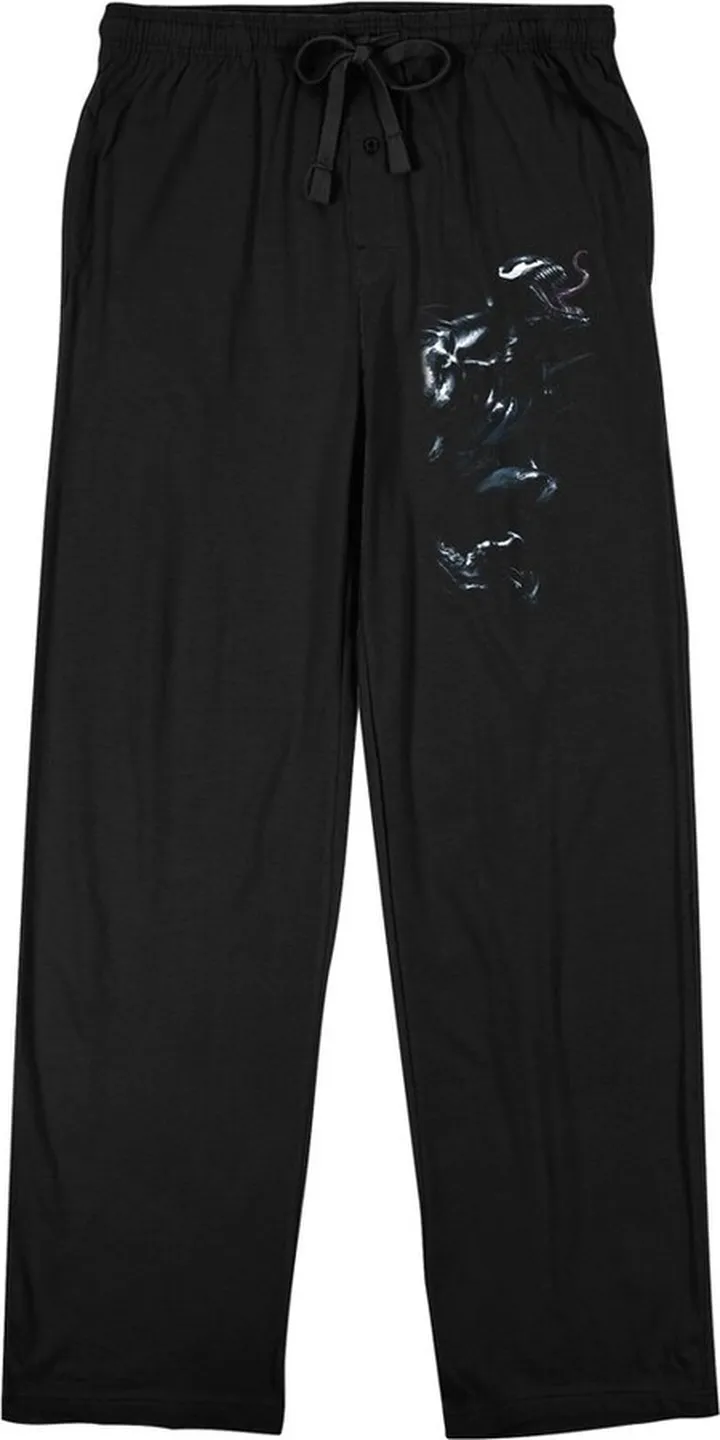 Venom Classic Main Hero Side Pose Art Men’s Black Sleep Pajama Pants-XL