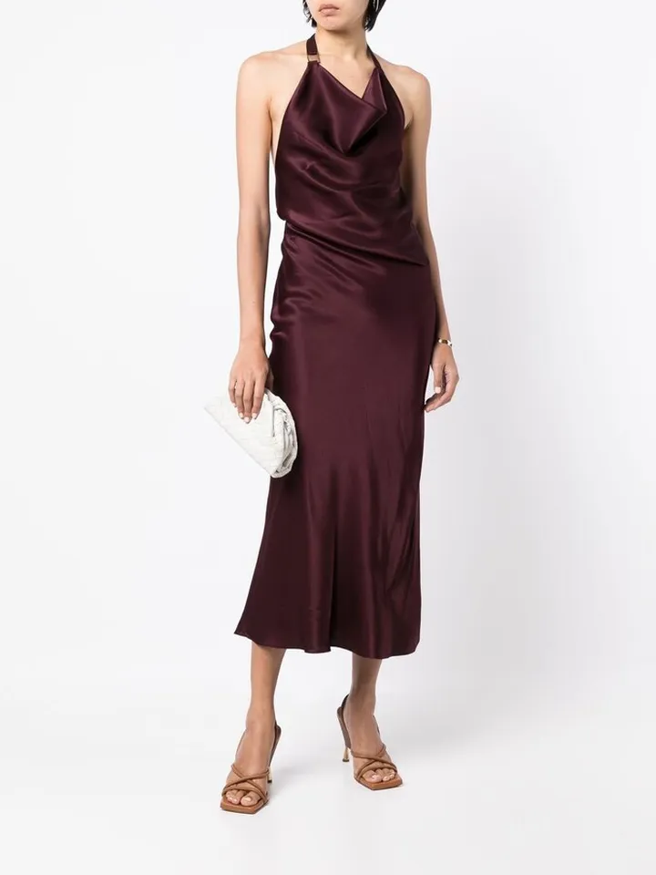 Draped Halterneck Maxi Dress