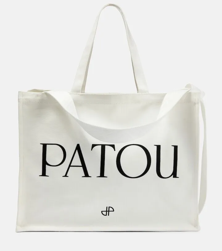 Patou Large cotton canvas tote bag