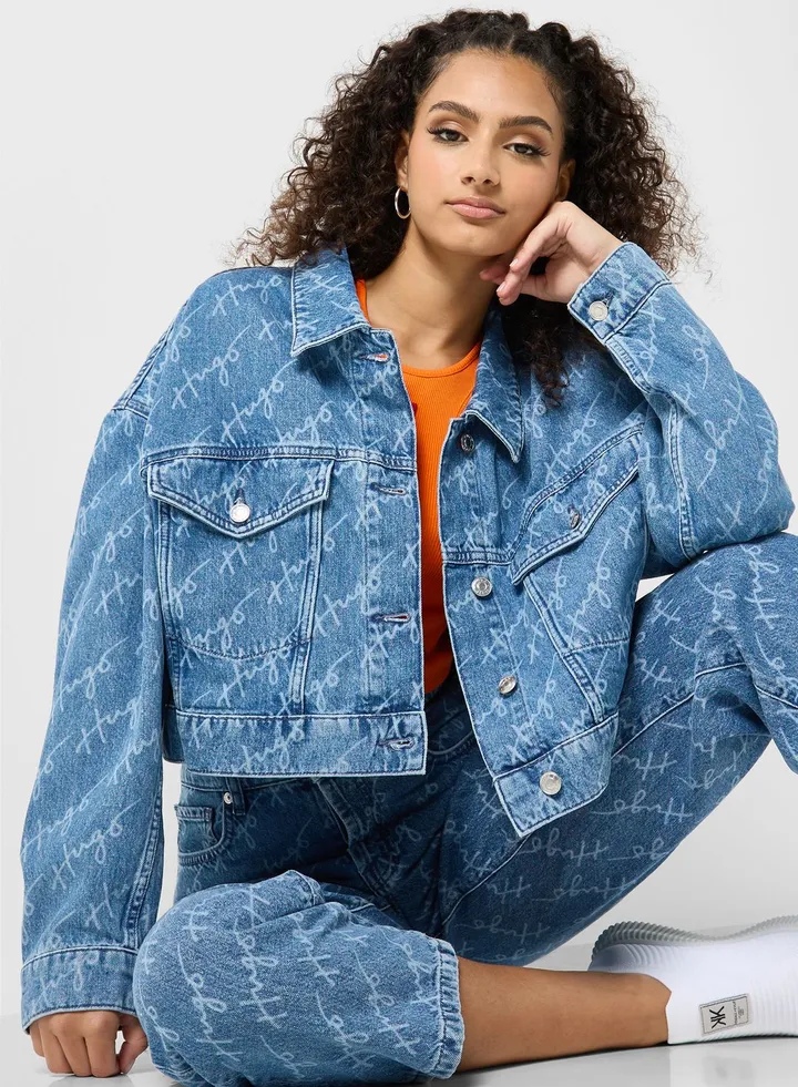 Denim Printed Pocket Detail Jacket