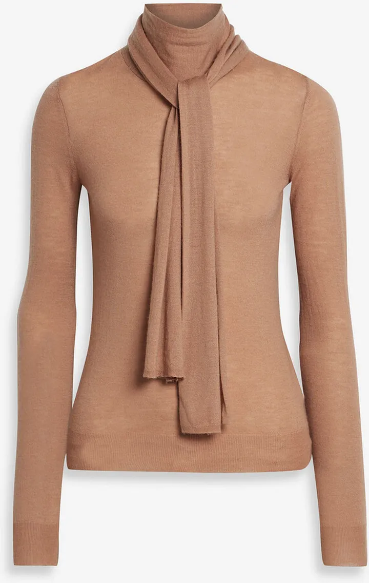 Tie-neck cashmere top