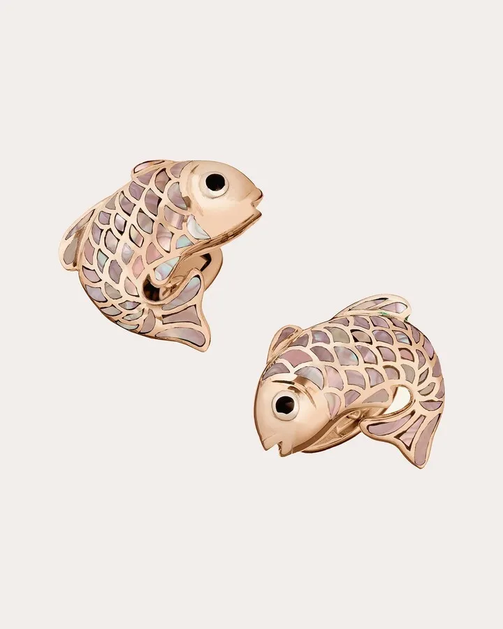 Koi Fish Matte Rose Gold & Taupe Mother Of Pearl Cufflinks
