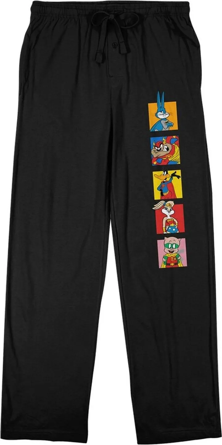 WB 100: Looney Tunes Mashups Bugs Bunny DC Hero Mashup Men’s Black Sleep Pajama Pants -Small