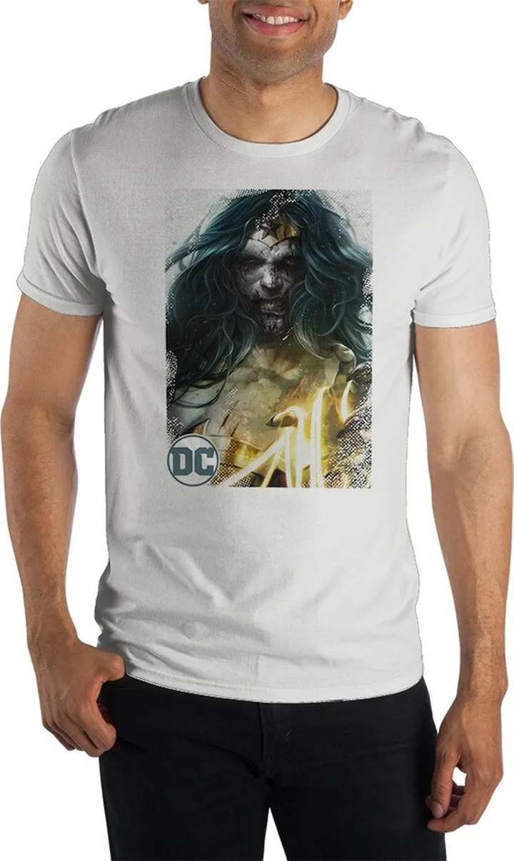 Wonder Woman Zombie DC Comic Book Mens White Shirt-L