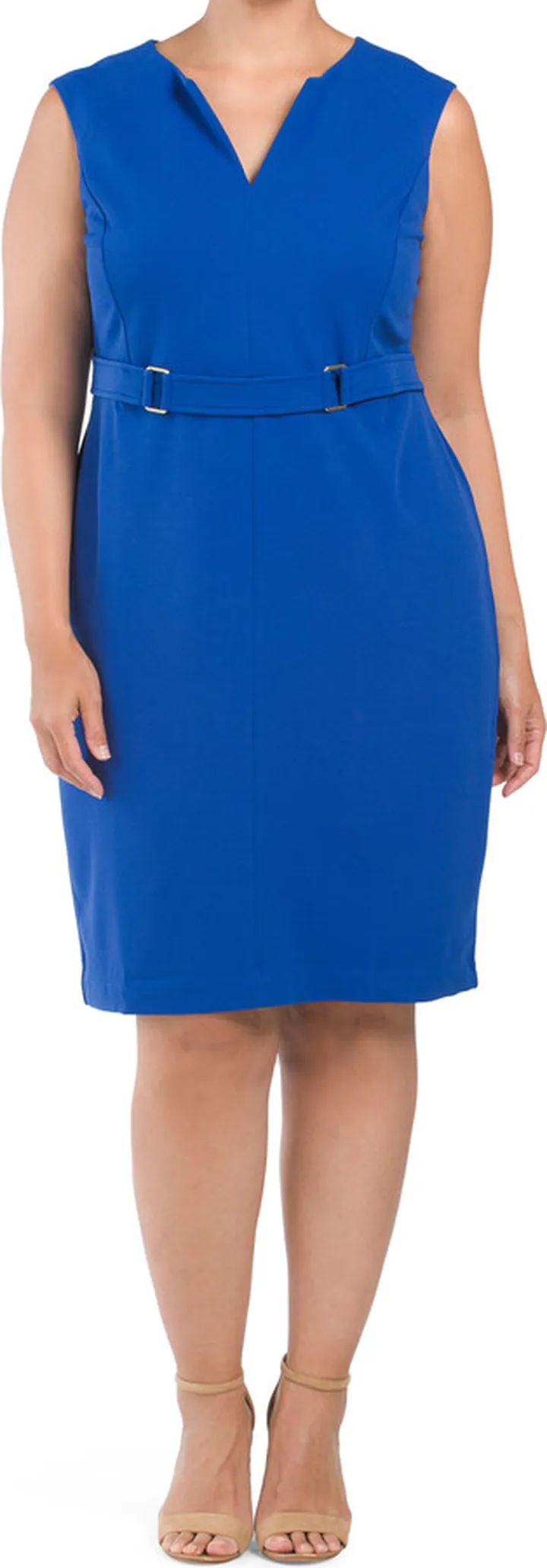 Plus Buckle Waist Sheath Dress