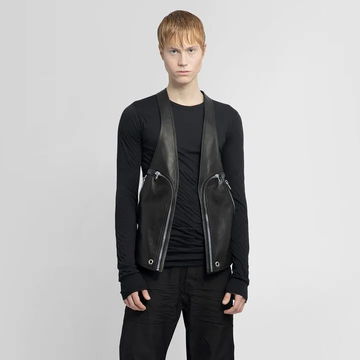 Rick Owens Man Black Waistcoats