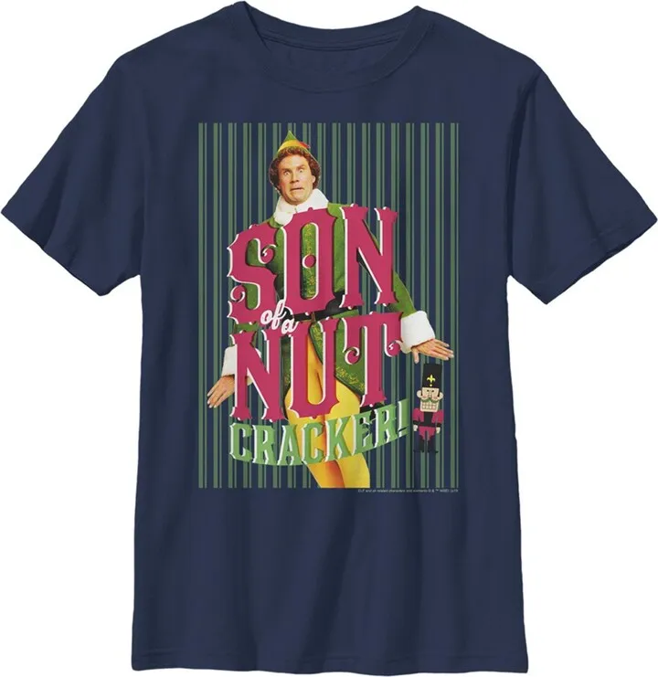 Boy's Elf Buddy Son of a Nutcracker T-Shirt - Navy Blue - Small