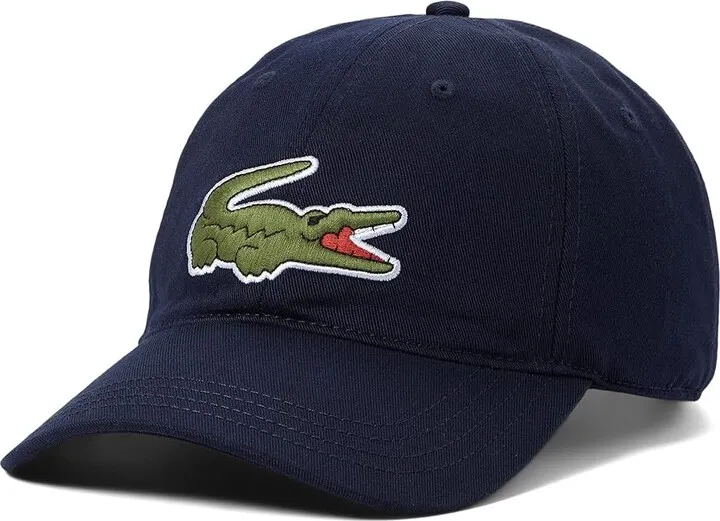 Lacoste Large Croc Logo Cotton Cap (Navy Blue) Caps